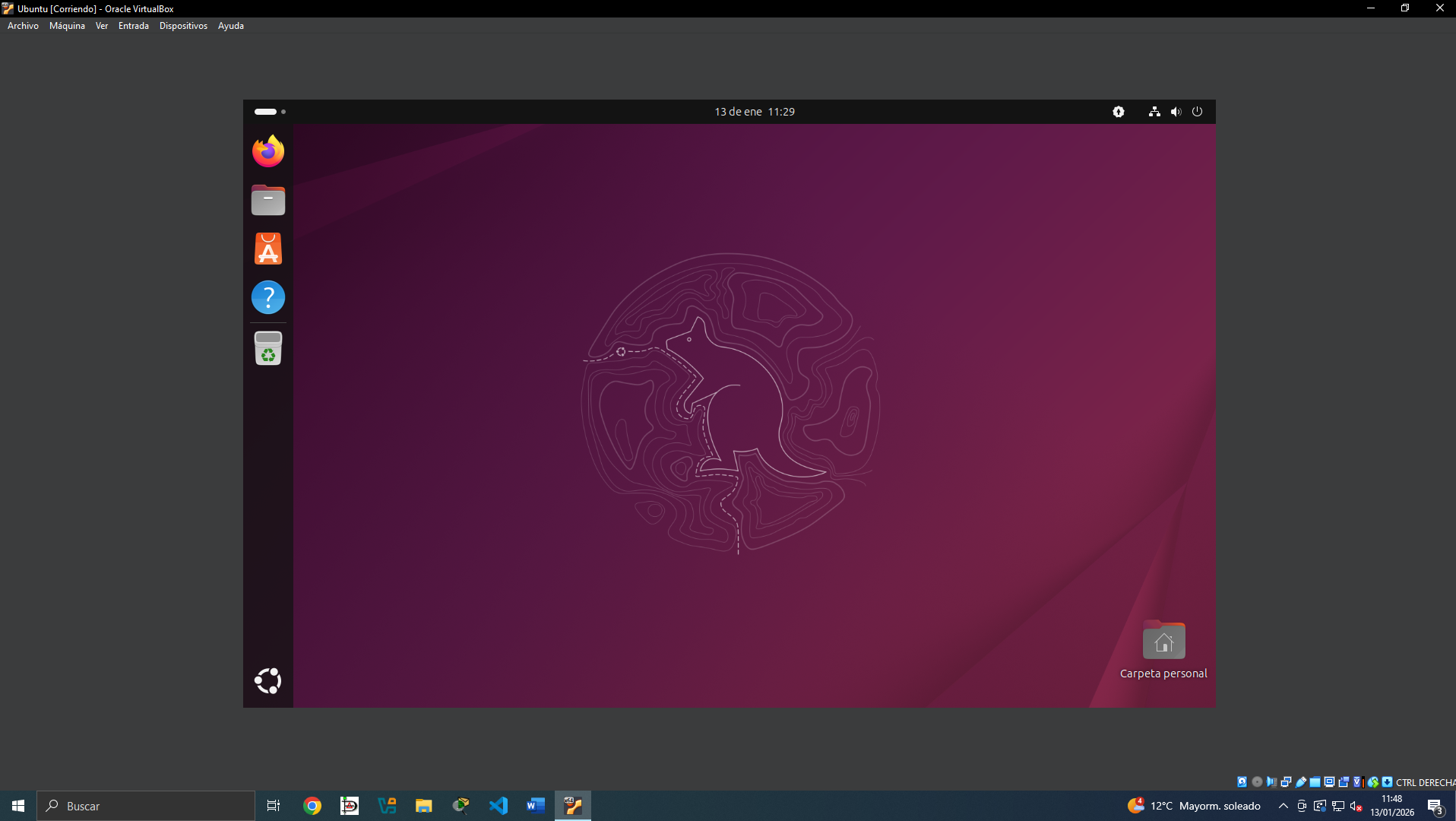 Escritorio de Ubuntu instalado y funcionando