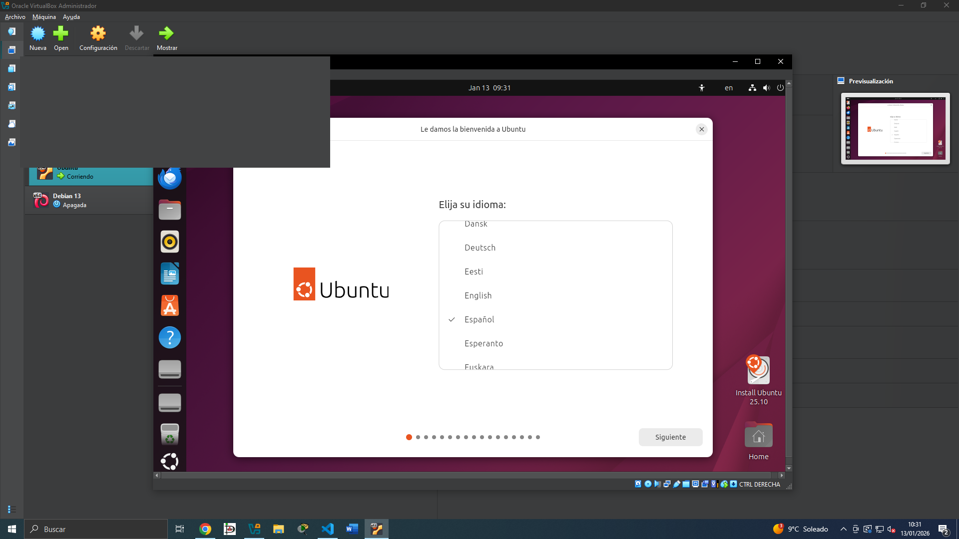 Creación del disco duro virtual