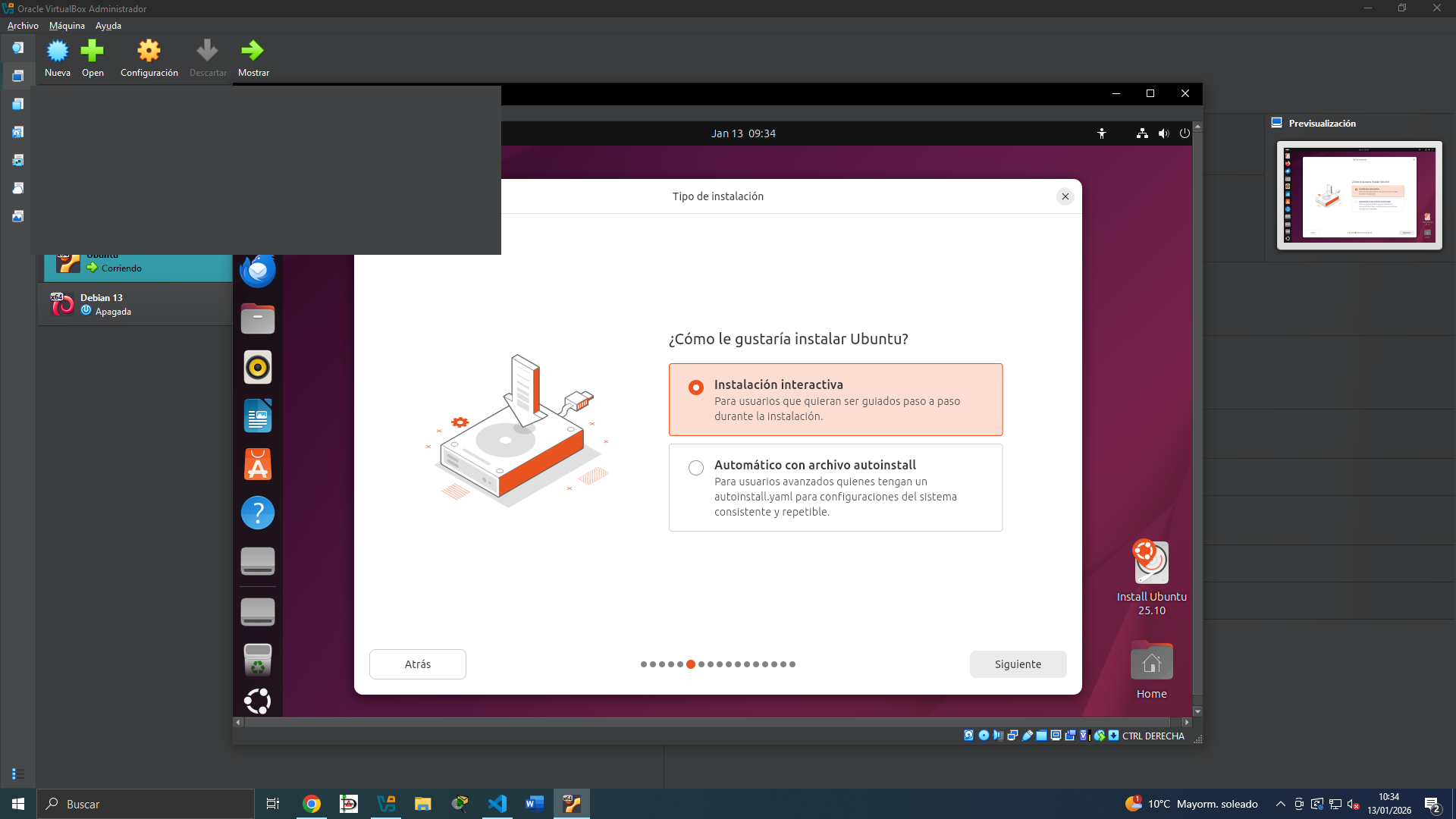 Carga de la imagen ISO de Ubuntu en la unidad óptica
