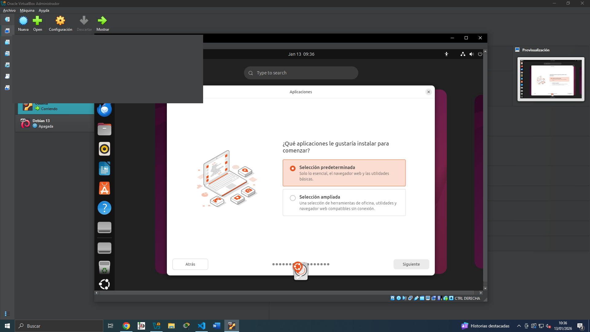Pantalla de inicio del instalador de Ubuntu